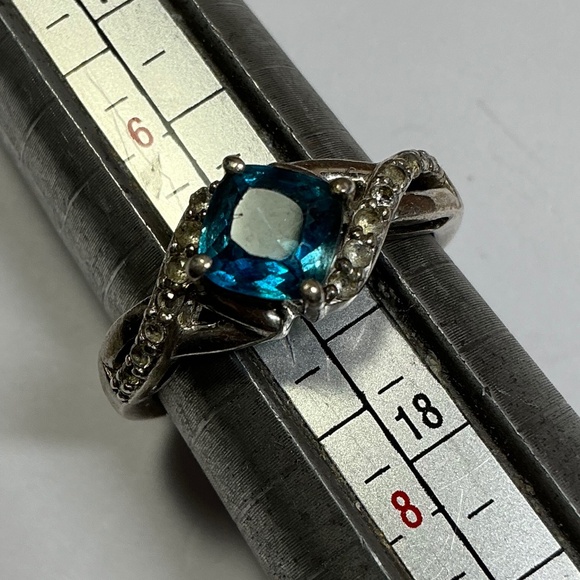Vintage Sterling Silver STS Blue Topaz Ring. Size. 7 - Picture 1 of 8